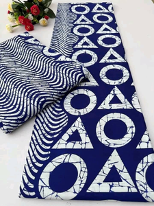 Tela de algodón estampada con cera de primera calidad, diseño geométrico azul y blanco, 58/60 pulgadas, tejida para prendas de vestir, sari para mujer - Product Image 6