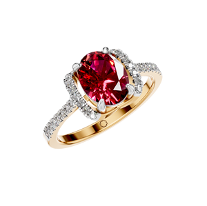 แหวนเพชรทรงรีประดับพลอยทับทิมทรงคลาสสิกสำหรับผู้หญิง ทอง 14K/18K ประดับเพชร 1.5 กะรัต ได้รับการรับรองจาก IGI เหมาะสำหรับงานแต่งงาน งานหมั้น และงานเลี้ยง - Product Image 1