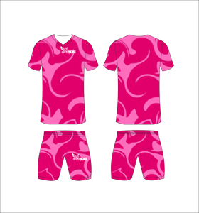 Conjunto de Uniforme de Fútbol Sublimado Personalizado, Patrón de Espiral Rosa, Transpirable, de Secado Rápido, Jersey de Fútbol para Equipo, Pantalones Cortos, para Hombres, Niños y Jóvenes - Product Image 1