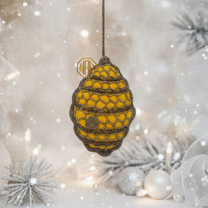 Honeycomb Bee Skep Glass Ornament Hand Painted Glass Craft Wholesale Christmas Decoration USA Market - Product Image 1