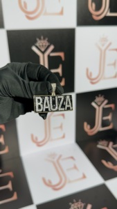 Pendentif BAUZA Words en moissanite grande taille, fabriqué en argent sterling 925 massif, bijoux hip-hop, joli cadeau pour les rappeurs - Product Image 4