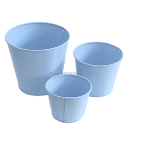 Maceta de Metal de Diseño de Lujo con Flores Pintadas a Mano en Azul Retro para Jardín, Hogar y Restaurante, Accesorios Florales para Plantas - Product Image 2