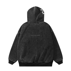 Sweat à capuche zippé pour homme de qualité supérieure, imprimé, 100 % coton épais, écologique, respirant, noir, personnalisation en gros - Product Image 2