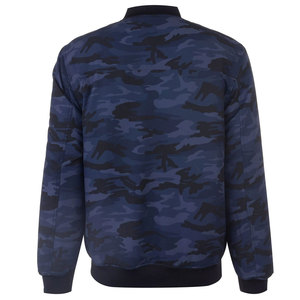 Blouson Bomber Homme Bleu Camouflage à Fermeture Éclair Col Montant Décontracté pour l'Automne en Polyester Coupe Droite - Product Image 2