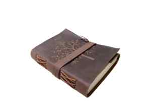 Classic Handmade Leather Journal Tree Printed Texture Strip Side Stitch Business Office Use Notebooks Recycled Cotton <b>Paper</b> - Product Image 3