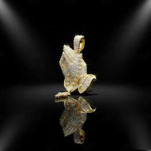 Pendentif Croix Mains en Prière Moissanite Iced Out, Breloque Personnalisée Hip Hop, Disponible en Argent, Or 10K, Or 14K, Bijou Tendance - Product Image 4