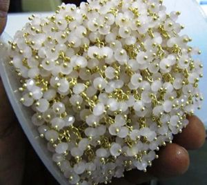 Chaîne de perles facettées en quartz rose, 3 mm, en forme de rondelle, à suspendre - Product Image 2