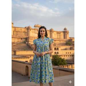 Women <b>Boho</b> Floral Midi <b>Dress</b> Cap Sleeve V Neck Loose Fit <b>Summer</b> Casual <b>Dress</b> Supplier - Product Image 1