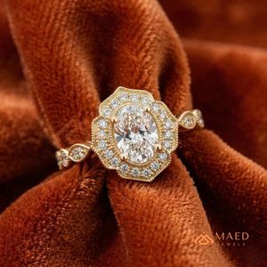 Bague de luxe en moissanite taille radiant pour femme, bijou de fiançailles doré, cadeau USA - Product Image 6
