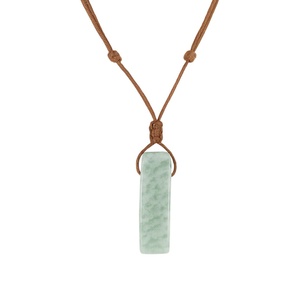 Amazonite Aura Natural Crystal Pendant Necklace with Adjustable <b>Rope</b> <b>Chain</b> for Men and Boys - Product Image 3