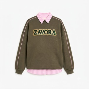 Sudadera de Forro Polar Verde Oliva con Bordado Personalizado, Estilo Oversize para Mujer, Ropa Casual Urbana, Sudadera con Capucha y Diseño Gráfico de Marca, de Fábrica - Product Image 2