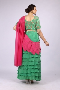 Ropa elegante para celebraciones, vestido de 2 piezas para mujer con drapería, con cuentas y adornos con lentejuelas. - Product Image 2