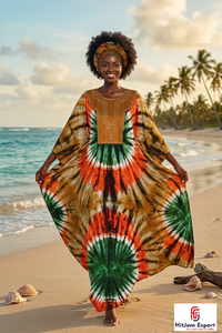 Vestido Kaftán Estampado para Mujer, Holgado, para Playa, Verano, de Seda, Algodón, Rayón, Poliéster, Fabricación Personalizada al por Mayor - Product Image 2