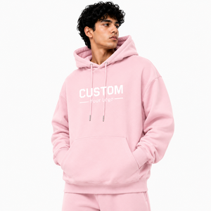 Pull à capuche oversize 100 % coton pour homme, imprimé personnalisé, style streetwear hip-hop, avec poche – Vente en gros - Product Image 1