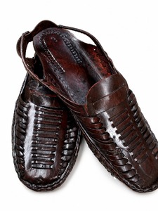 Sandales décontractées marron en cuir véritable tressé à la main, style marche, à bout ouvert, à enfiler, pour l'été et l'hiver - Product Image 2