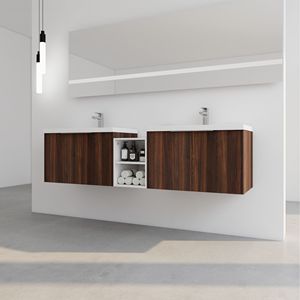 Mobile Bagno da 72 Pollici con Chiusura Ammortizzata, Lavabo e Piccoli Ripiani Contenitore, Combinazione Mobiletto 30x12 Pollici, Imballaggio KD - Product Image 6