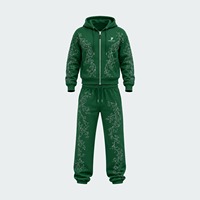 Ensemble de survêtement streetwear d'hiver unisexe de haute qualité, pantalon de survêtement épais à double taille et sweat à capuche, coupe oversize et ample en polaire technique 100%
