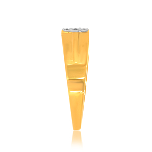 Bague robuste pour homme en diamant, luxe, or jaune 18 carats, avec grappe de diamants carrés pour femme, diamant rond brillant, sertissage invisible - Product Image 3