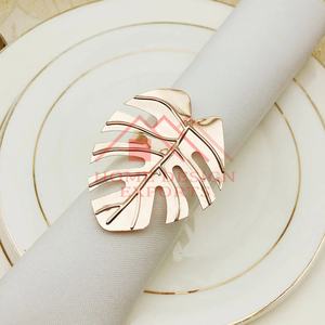 Rond de serviette en forme de feuille en métal de qualité supérieure maison hôtels et restaurants décor de mariage de table meilleur anneau de serviette en feuille d'or - Product Image 3