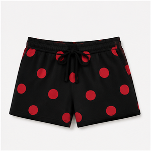 Pantalones Cortos de Salón Personalizados para Mujer, con Estampado de Puntos Negros, Corte Holgado y Cómodo, con Cordón Ajustable, de Jersey de Algodón Suave - Product Image 1
