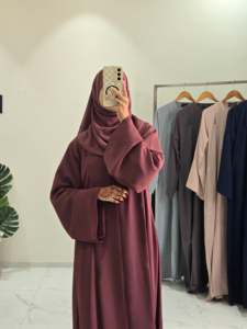 Wholesale Beaded <b>Sequined</b> Solid Eid Ramadan Daily V Neck Lightweight Breathable Polyester Floor Length Long Sleeve Abaya - Product Image 5