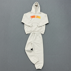 Prix Abordable – Survêtement Unisexe Blanc Uni à Capuche 100% Coton, Longueur Intégrale, Décontracté pour l'Automne avec Poches Latérales et Taille Élastique - Product Image 5