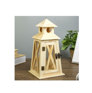 Portavelas de Madera Vintage con Paneles de Vidrio y Asa de Cuerda, Decoración para Jardín y Hogar - Product Image 1