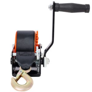 Verricello Manuale Portatile 600LBS con Cinghia Nera da 6m, Rapporto di Trasmissione 3.1:1, Cricchetto Bidirezionale, Guscio Arancione e Nero, Verricello Elettrico Manuale - Product Image 4