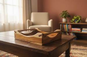 Handmade Teak Wood Serving Tray with Handles: Rustic <b>Kitchen</b> <b>Decor</b> Custom Design Wholesale Solid Wood Rectangular Serving Tray - Product Image 6