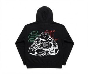 Sudadera con Capucha para Hombre, Informal, de Invierno, Lisa, con Logotipo Personalizado, Botones, Pedrería, Estampado Urbano, 100% Algodón, Felpa - Product Image 1