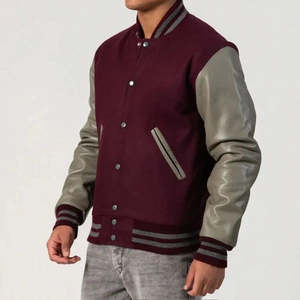 Custom Men's Eco-Friendly High Street <b>Retro</b> Satin Varsity <b>Jacket</b> <b>Leather</b> Chest Patch Striped Cuffs Embroidered Letterman Bomber - Product Image 2