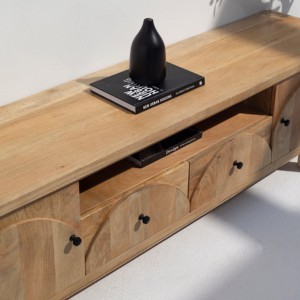 Mueble de TV de Madera Merino Vandana Novara, Consola de Entretenimiento Minimalista de Madera Sólida Moderna - Product Image 2