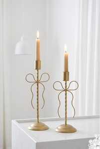 Celebration <b>Tapered</b> <b>Candle</b> Holders Set With Amber Glass Shades Home Wedding Decoration - Product Image 2
