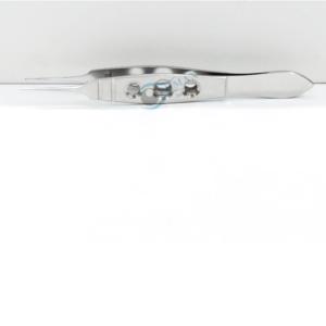 Pinzas de Cornea 1x2 con Dientes de 0.12mm y Plataforma de Atadura, Instrumento Quirúrgico Manual de Acero Inoxidable para Uso Hospitalario Oftalmológico - Product Image 1