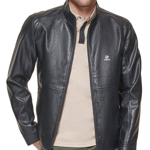 Chaqueta de Cuero Genuino para Hombre, Estilo Racer, Cuello Alto, Corte Ajustado, Chaqueta de Invierno, Logotipo Personalizado, OEM, ODM, Ropa Exterior de Alta Calidad - Product Image 3