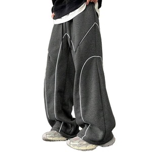 High Quality Custom Printed Men's Wide Leg Sweatpants 100% Cotton Loose Fit Joggers <b>Elastic</b> <b>Waist</b> Streetwear Style <b>Trousers</b> - Product Image 4