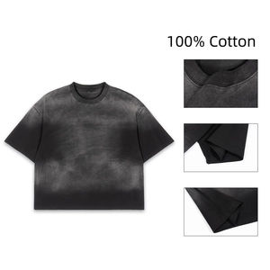 T-shirt pour homme en coton délavé style vintage, col rond, manches courtes, streetwear décontracté, vêtements d'été - Product Image 3