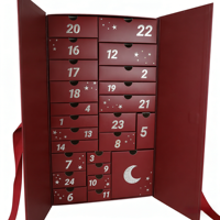 Boîte de calendrier de l'avent en matériaux recyclés pour cosmétiques et beauté, avec 24 tiroirs, gaufrage et revêtement UV, fermeture magnétique, cadeau de Noël