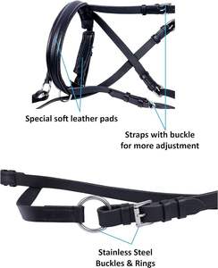 Brida Inglesa de Cuero Premium ADEEFA, Alta Demanda, Acolchado Suave, Herrajes de Acero Inoxidable, para Montar a Caballo, Suministro Mundial. - Product Image 3