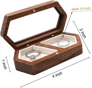 Wood Double <b>Ring</b> <b>Box</b> Jewelry <b>Box</b> Engraved Wooden <b>Ring</b> Holder for 2 <b>Rings</b> Engagement <b>Proposal</b> - Product Image 2