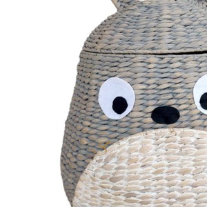 Boho Rocket Ship Water Hyacinth Basket with Lid Woven Decorative <b>Storage</b> Bin <b>Tall</b> Nursery Clothes Laundry Hamper - Product Image 4
