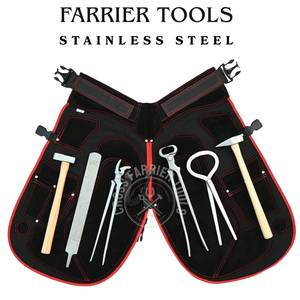 Kit d'outils de fermeur en gros avec tablier en cuir, coupe-crevasses, cisaille à sabots de 15 pouces, testeur de sabots, pince courbée et râpe à sabots - Product Image 5