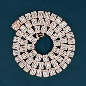Top Luxury Miami Cuban Link Chain Fully Iced <b>D</b> VVS Studded Diamond Tester Check Moissanite Fashion <b>Necklaces</b> - Product Image 2