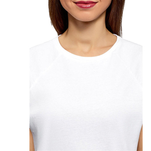 T-shirt blanc à manches courtes pour femme, col rond, coupe classique, style décontracté, 100% coton, tissu jersey respirant, toutes saisons - Product Image 5