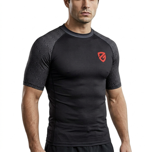 <b>BJJ</b> MMA <b>Rashguard</b> Men's Half Sleeve Compression UPF50+ Waterproof Eco-Friendly 220g Spandex Anti-Rip No-Gi Grappling Adults - Product Image 1