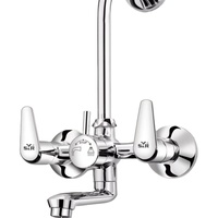 Robinet de douche mural élégant 2-en-1 avec courbe en L, en laiton chromé, pour eau chaude et froide, usage premium