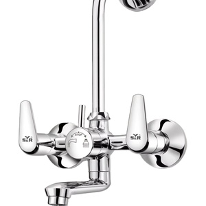 Elegante Mezclador de Pared 2 en 1 con Grifo de Ducha de Agua Fría y Caliente de Latón Cromado en Forma de L, Accesorio de Baño de Uso Premium - Product Image 1