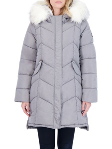 Women's Faux Hood Long Puffer Coat Long Puffer Padded Jacket - Product Image 2