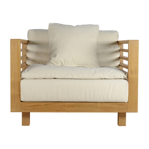 Chaise longue contemporaine en teck avec coussin épais pour l'assise et le dossier, élégante et minimaliste, idéale pour les hôtels, les complexes hôteliers et les projets d'ameublement. - Product Image 2