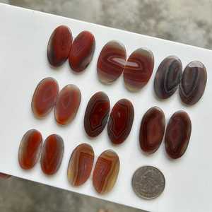 Natural Botswana Pink Banded Agate Oval Cabochon Charms Polished Striped Gemstone Pendant Findings for DIY Jewelry Making - Product Image 4